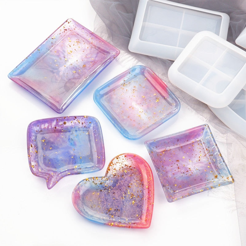 Silicone Mold Ashtray Resin Mold Heart Square Mold For DIY Resin UV Crystal Epoxy Crafts Crystal Ashtray Home Decoration