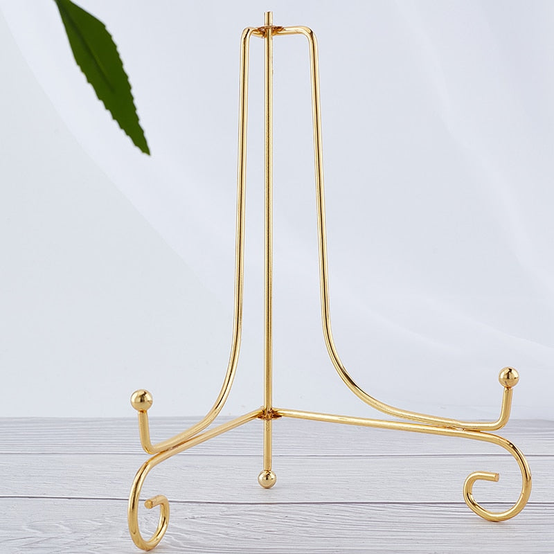 Iron Display Stand Gold Iron Easel Plate Display Photo Holder Stand, Displays Picture Frames, Cookbooks, Decorative Plates