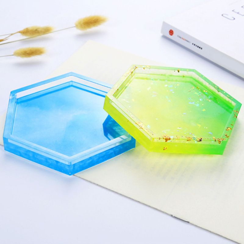 4/6 pieces of crystal epoxy mold hexagonal round square coaster casting silicone DIY mold set handicraft jewelry making