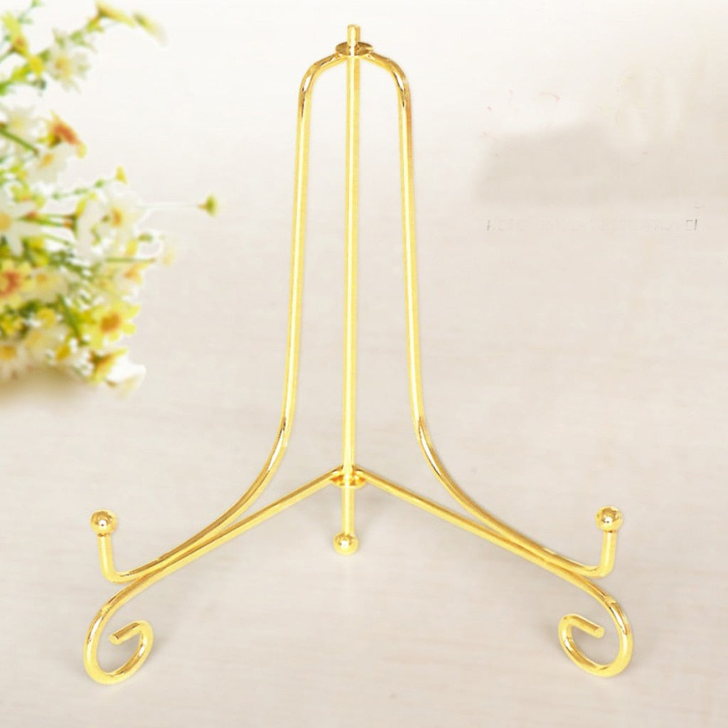 4-12inch Wire Iron China Plate Stand Easel Art Display Stand Rack Holder Gold