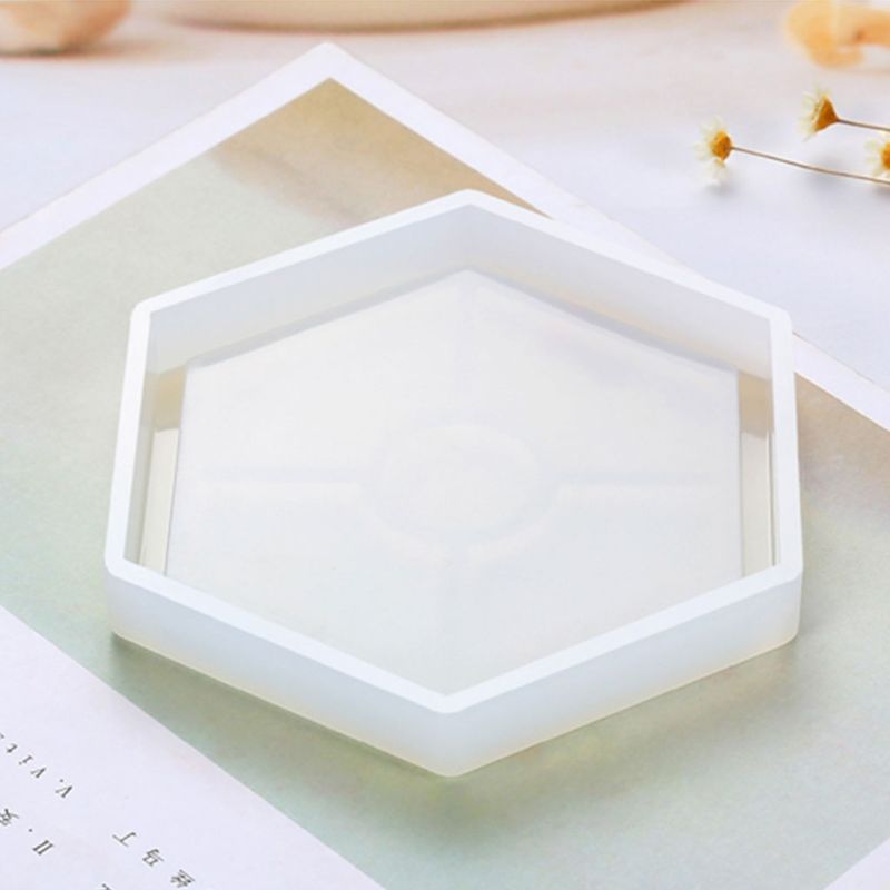 4/6 pieces of crystal epoxy mold hexagonal round square coaster casting silicone DIY mold set handicraft jewelry making