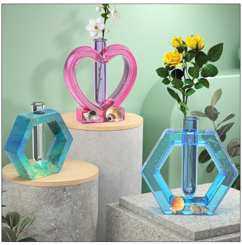 DIY Crystal Resin Silicone Mold Irregular Test Tube Vase Water Culture Plant Silicone Mold For Resin Making Epoxy Mirror Molds