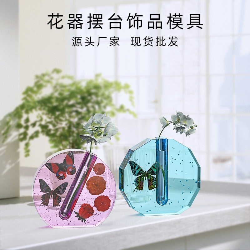 DIY Crystal Resin Silicone Mold Irregular Test Tube Vase Water Culture Plant Silicone Mold For Resin Making Epoxy Mirror Molds