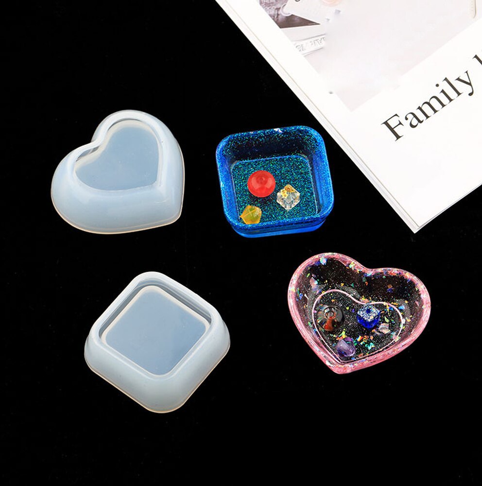 Silicone Mold Ashtray Resin Mold Heart Square Mold For DIY Resin UV Crystal Epoxy Crafts Crystal Ashtray Home Decoration