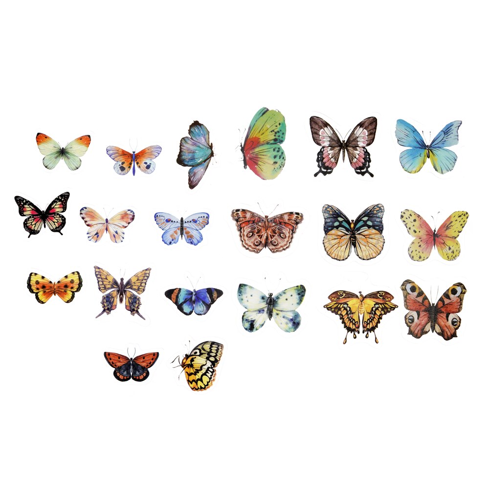 40Pcs/Bag Butterfly PET Sticker Multi Art Decals For DIY Album Book Removable Epoxy Resin Craft Making Filling Home Decor