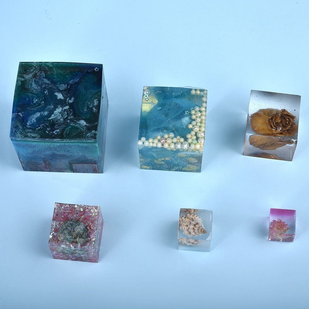 Cuboid Cube Resin Mold Crystal Epoxy Silicone Mold DIY Jewelry Pendant Storage Tray Mold Square Rectangular Casting Accessories