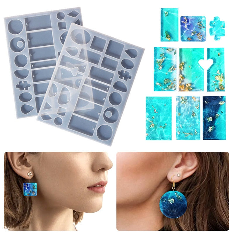 Multi Sets Fashion Design Earrings Pendant Epoxy Resin Silicone Molds Making For DIY Charms Pendant Creative Jewelry Craft 2022