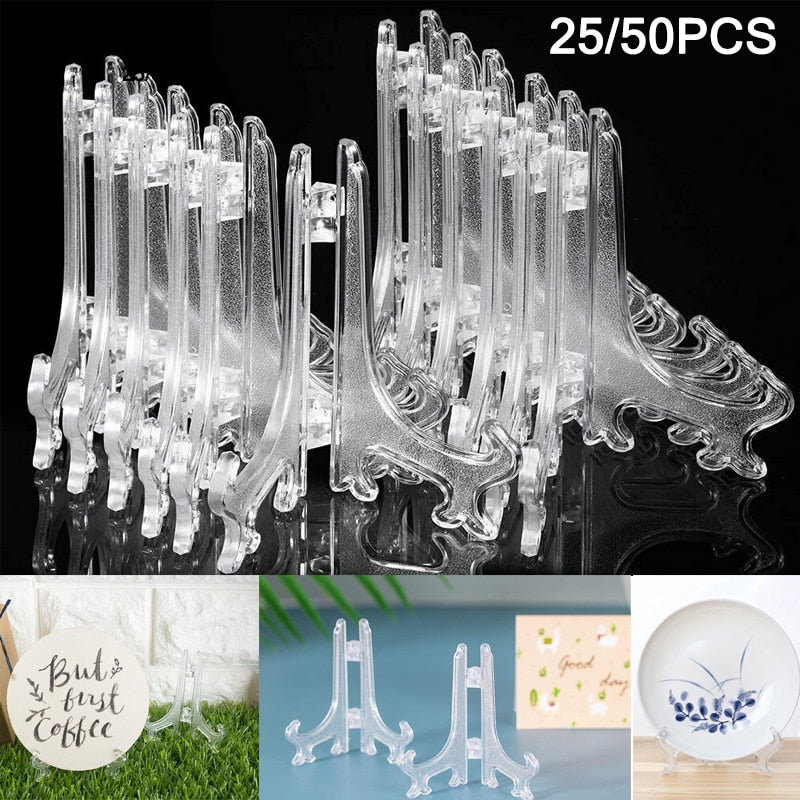 25/50 Pcs Plastic Easel Display Stand Holders for Plate Bowl Dish Pictures Place Cards