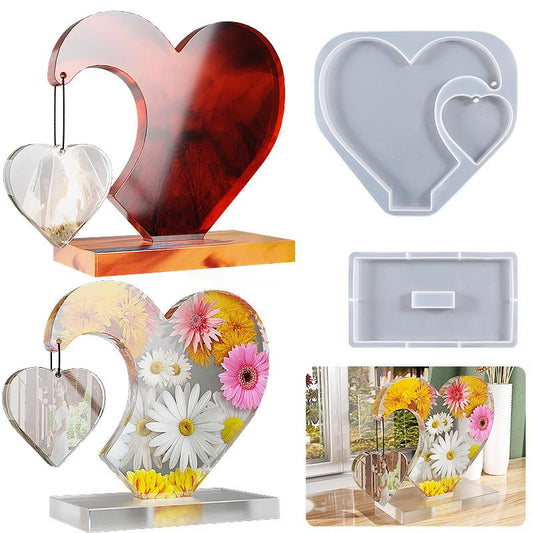 Love Heart Photo Frame Epoxy Mold for DIY Craft Resin Decorative Craft Double Heart Shaped Ornament Silicone Mould Home Decor