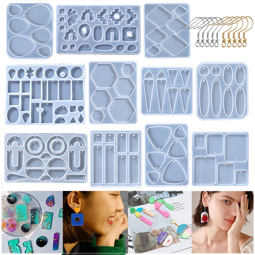 Multi Sets Fashion Design Earrings Pendant Epoxy Resin Silicone Molds Making For DIY Charms Pendant Creative Jewelry Craft 2022